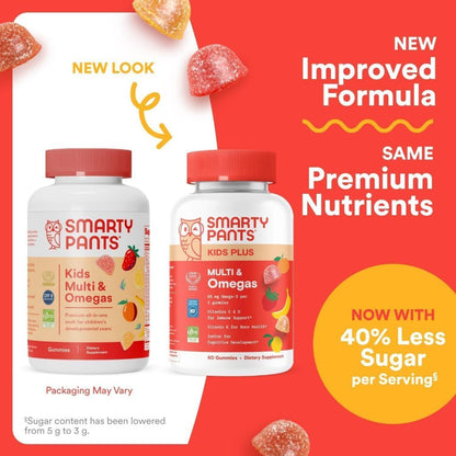 USA Supplements | SmartyPants, Kids Organic, Multi & Omegas Gummies ( Supports Brain Development )