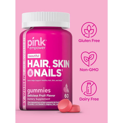 USA Supplements | Pink, Beautiful, Hair, Skin & Nails Gummies ( Supports Healthy Hair Growth )