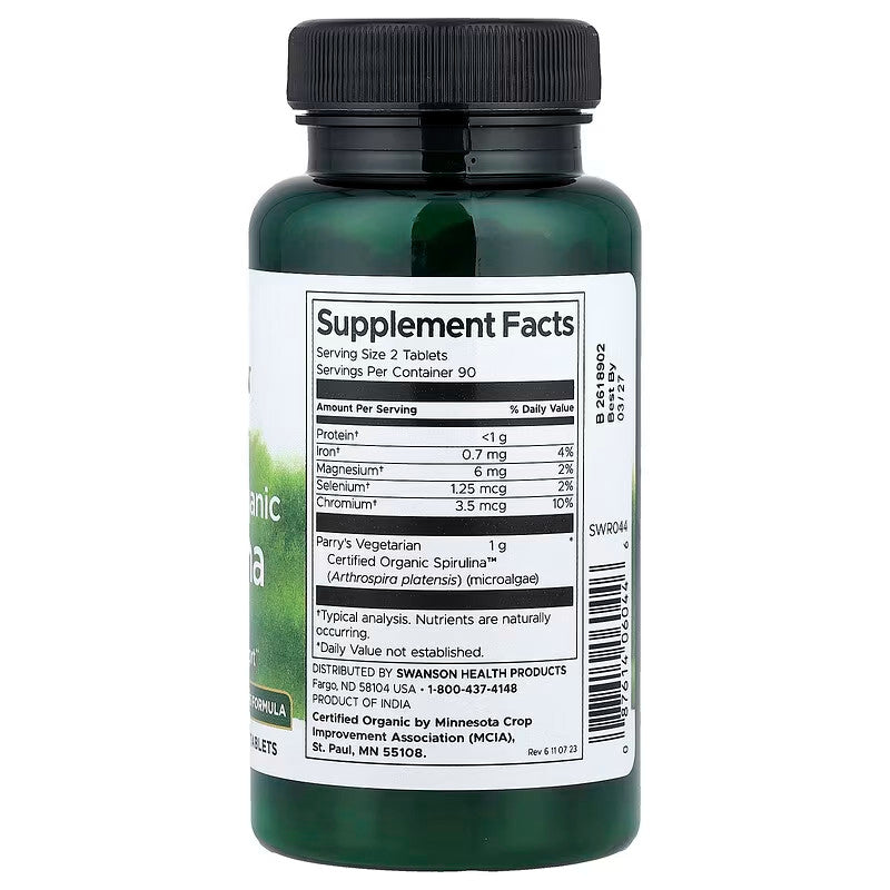 USA Supplements | Swanson, Spirulina, 500 mg 180 Vegan Tablets ( Antioxidant Support )