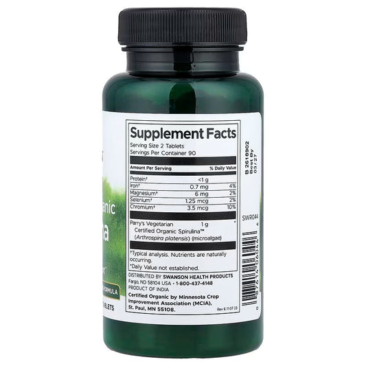 USA Supplements | Swanson, Spirulina, 500 mg 180 Vegan Tablets ( Antioxidant Support )