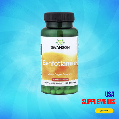 USA Supplements | Swanson, Benfotiamine, 80 mg, 120 Capsules ( Blood Sugar Support )