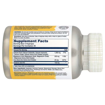 USA Supplements | Solaray, Calcium Magnesium Zinc, 100 VegCaps ( Bone and Teeth Health )