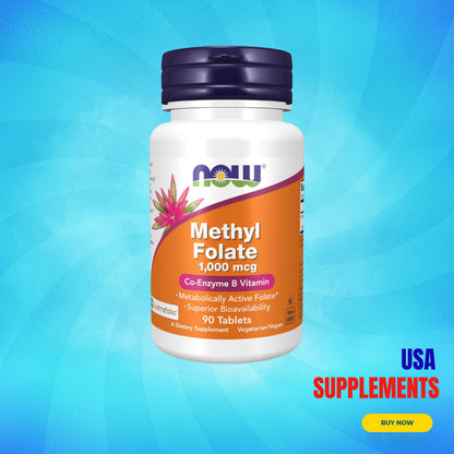 USA Supplements | NOW Foods, Methyl Folate, 1,000 mcg, 90 Tablets ( Red Blood Cell Formation )
