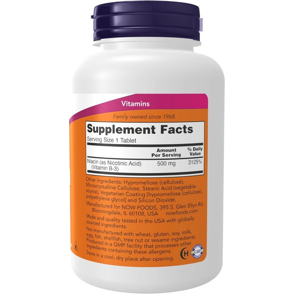 USA Supplements | NOW Foods, Niacin, 500 mg, 250 Tablets ( Supports Energy Production & Metabolism )