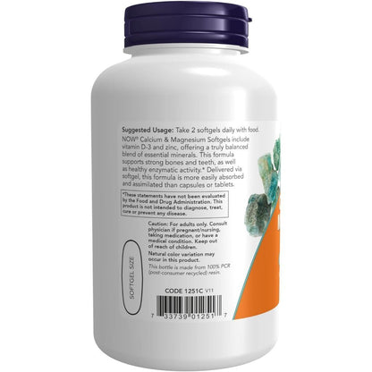 USA Supplements | NOW Foods, Calcium & Magnesium, 120 Softgels ( Supports Bone Health )