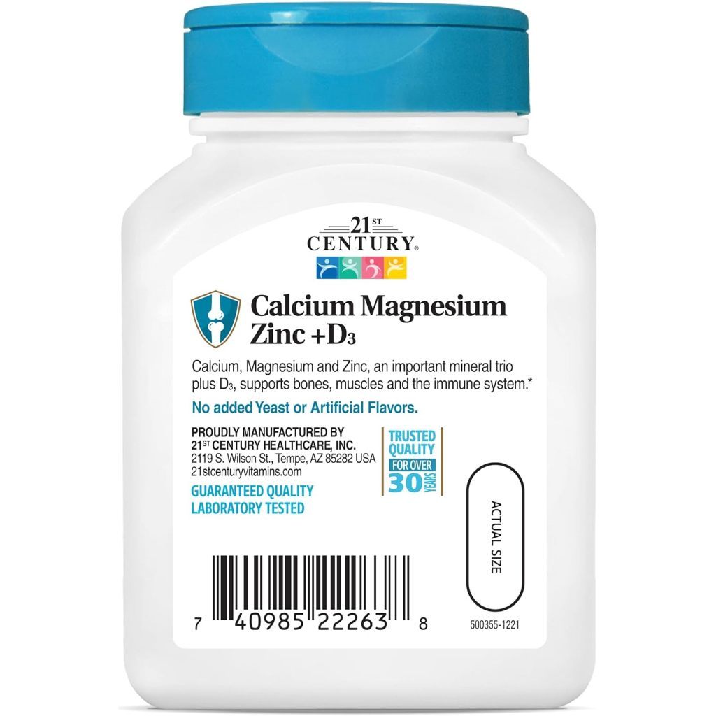 USA Supplements | 21st Century, Calcium Magnesium Zinc + D3, 90 Tablets ( Bone Support )