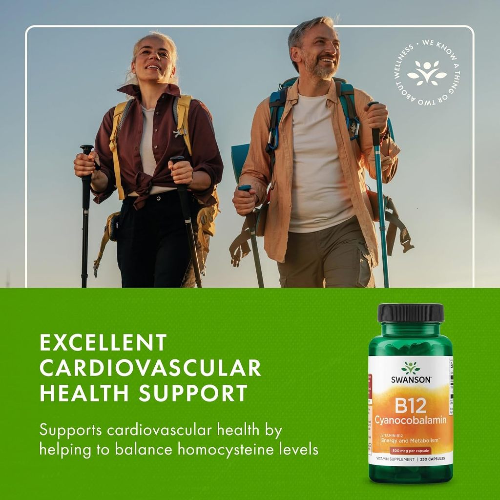 HealthilyYou | Swanson, Vitamin B12, 500 mcg, Capsules, Energy and Metabolism  Vitamin Supplement
