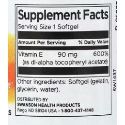 HealthilyYou | Swanson, Vitamin E-200, 90 mg (200 IU), 60 Softgels Antioxidant & Essential Nutrients