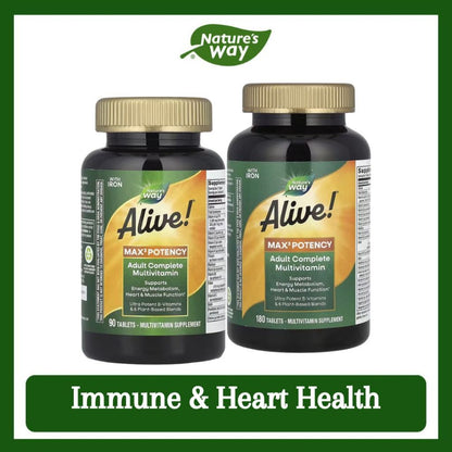 Nature's Way, Alive! Max3 Potency ( Cellular Energy, Metabolism, Immune & Heart Health )