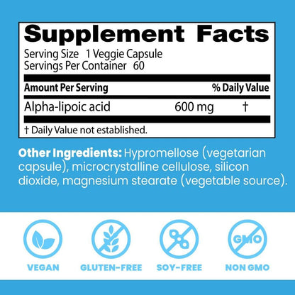 USA Supplements | Doctor's Best, Alpha-Lipoic Acid 600, 600 mg ( Antioxidant Support )