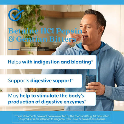 USA Supplements | Doctor's Best, Betaine HCl Pepsin & Gentian Bitters ( Enhances Protein Digestion )