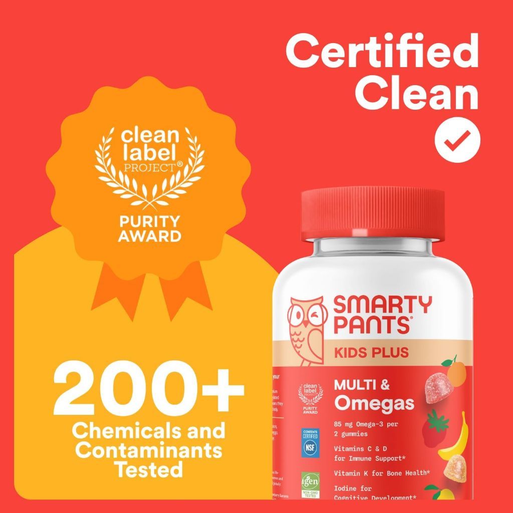 USA Supplements | SmartyPants, Kids Organic, Multi & Omegas Gummies ( Supports Brain Development )