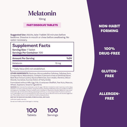 USA Supplements | Natrol, Melatonin, Fast Dissolve, 10 mg ( Fall Asleep Faster, Stay Asleep Longer )