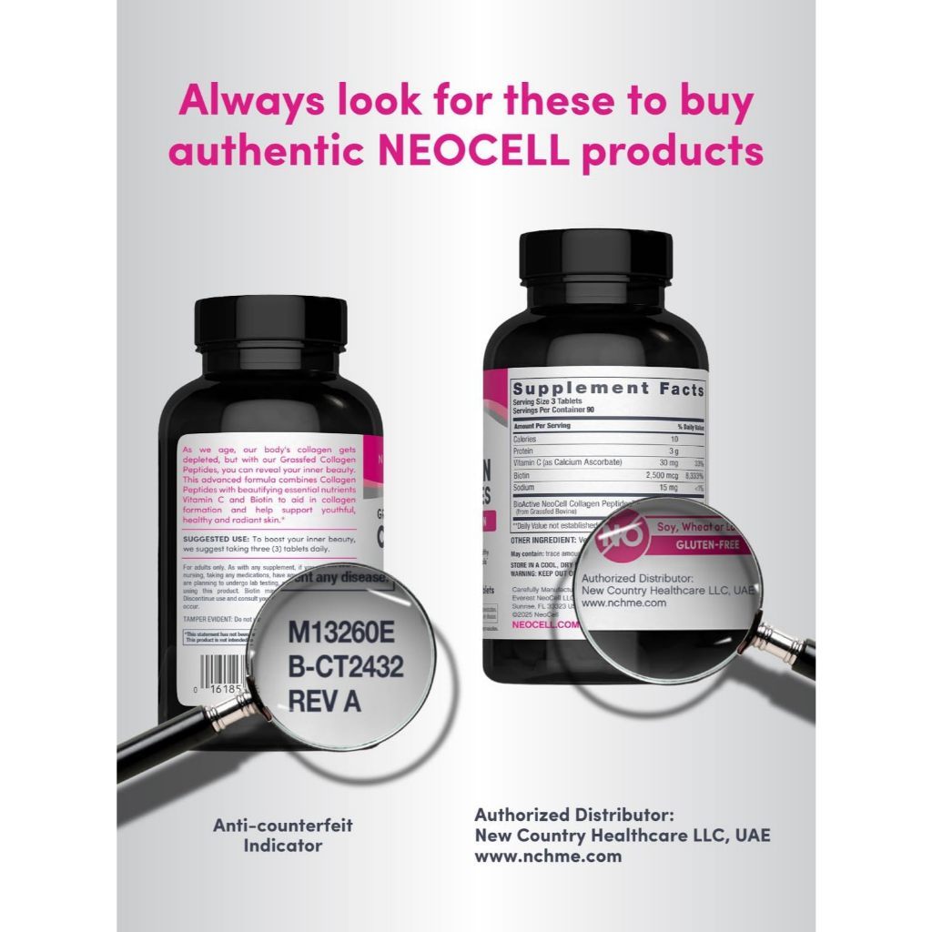 USA Supplements | NeoCell, Grassfed Collagen Peptides + Vitamin C & Biotin ( Supports Healthy Hair )