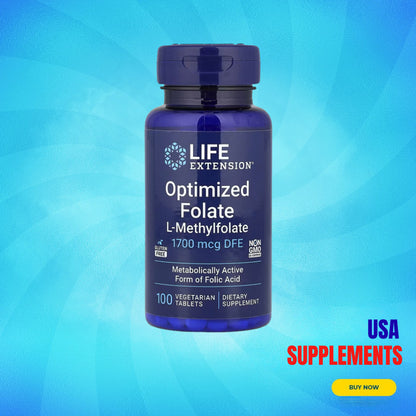 USA Supplements | Life Extension, Optimized Folate, 1,700 mcg DFE ( Supports Nervous System )