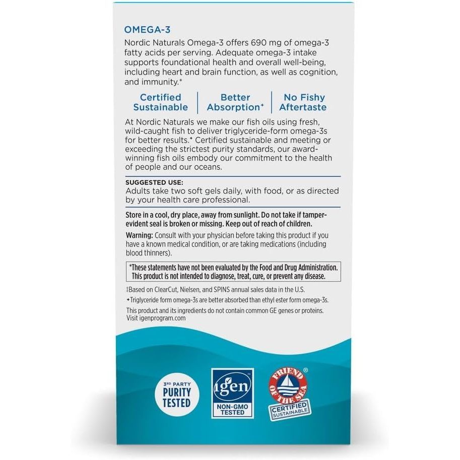 USA Supplements | Nordic Naturals, Omega-3, Lemon, 60 Soft Gels ( Heart & Brain Health Support )