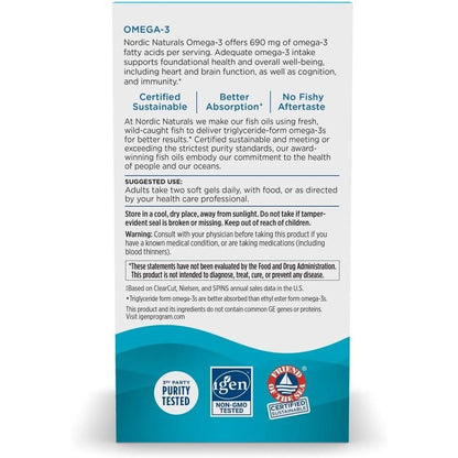 USA Supplements | Nordic Naturals, Omega-3, Lemon, 60 Soft Gels ( Heart & Brain Health Support )