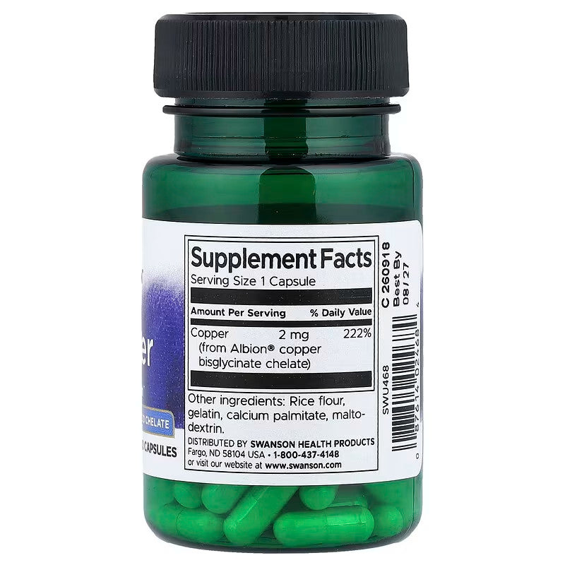 USA Supplements | Swanson, Albion® Copper, 2 mg, 60 Capsules ( Supports Red Blood Cell Formation )