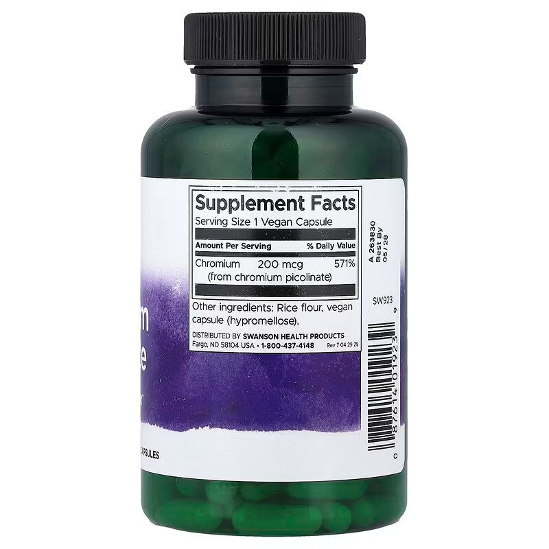 USA Supplements | Swanson, Chromium Picolinate ( Blood Sugar Metabolism and Insulin Sensitivity )
