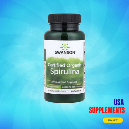 USA Supplements | Swanson, Spirulina, 500 mg 180 Vegan Tablets ( Antioxidant Support )