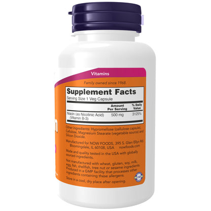 USA Supplements | NOW Foods, Niacin, 500 mg, 100 Veg Capsules ( Supports Healthy Metabolism )
