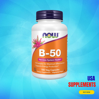 USA Supplements | NOW Foods, B-50, 100 Veg Capsules ( Nervous System Health )