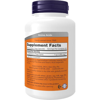 USA Supplements | NOW Foods, L-Tryptophan, 500 mg, 120 Veg Capsules ( Supports Relaxation )