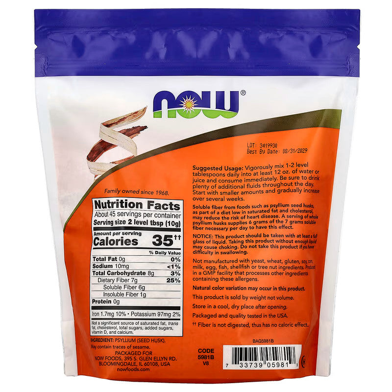 USA Supplements | NOW Foods, Whole Psyllium Husks, 16 oz ( Supports Digestive Regularity )