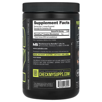 USA Supplements | NutraBio, Micronized Creatine Monohydrate, 10.6 oz ( Muscle Strength )
