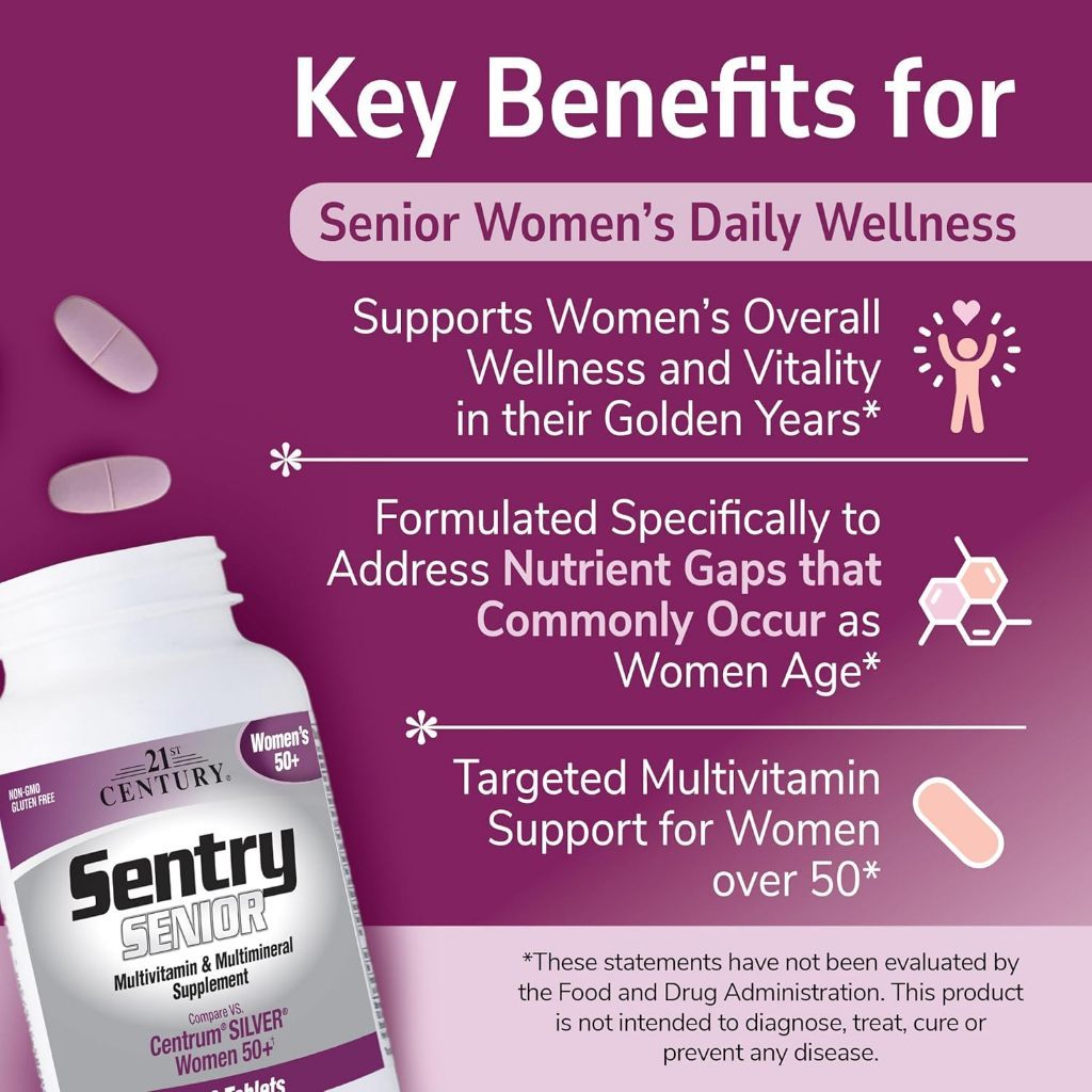 USA Supplements | 21st Century, Sentry Senior, Women's 50+, 100 Tablets ( Multivitamin Supplement )