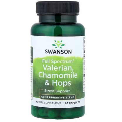 HealthilyYou | Swanson, Full Spectrum® Valerian, Chamomile & Hops 60Caps Promotes Healthy Relaxation