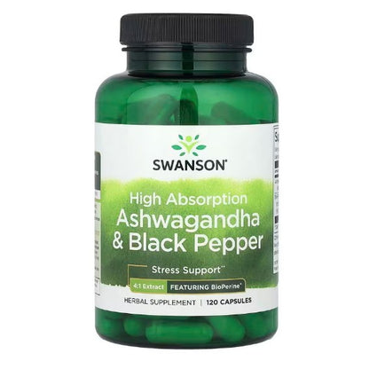 NaturalSolutions | Swanson, Full Spectrum Ashwagandha, Extract, Ultimate, Complex, Black Pepper,