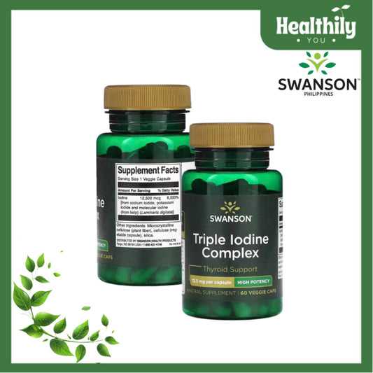 HealthilyYou | Swanson, Triple Iodine Complex, High Potency, 12.5 mg, 60 Veggie Caps Thyroid Support