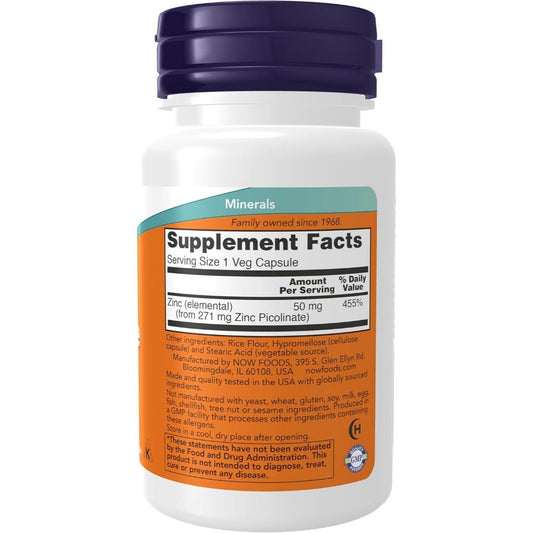 USA Supplements | NOW Foods, Zinc Picolinate ( Immune Support & Skin Health )