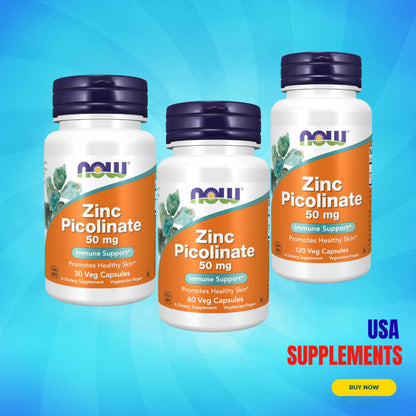 USA Supplements | NOW Foods, Zinc Picolinate ( Immune Support & Skin Health )