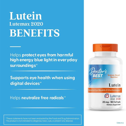 USA Supplements | Doctor's Best, Lutein, Lutemax 2020 ( Supports Eye Health )