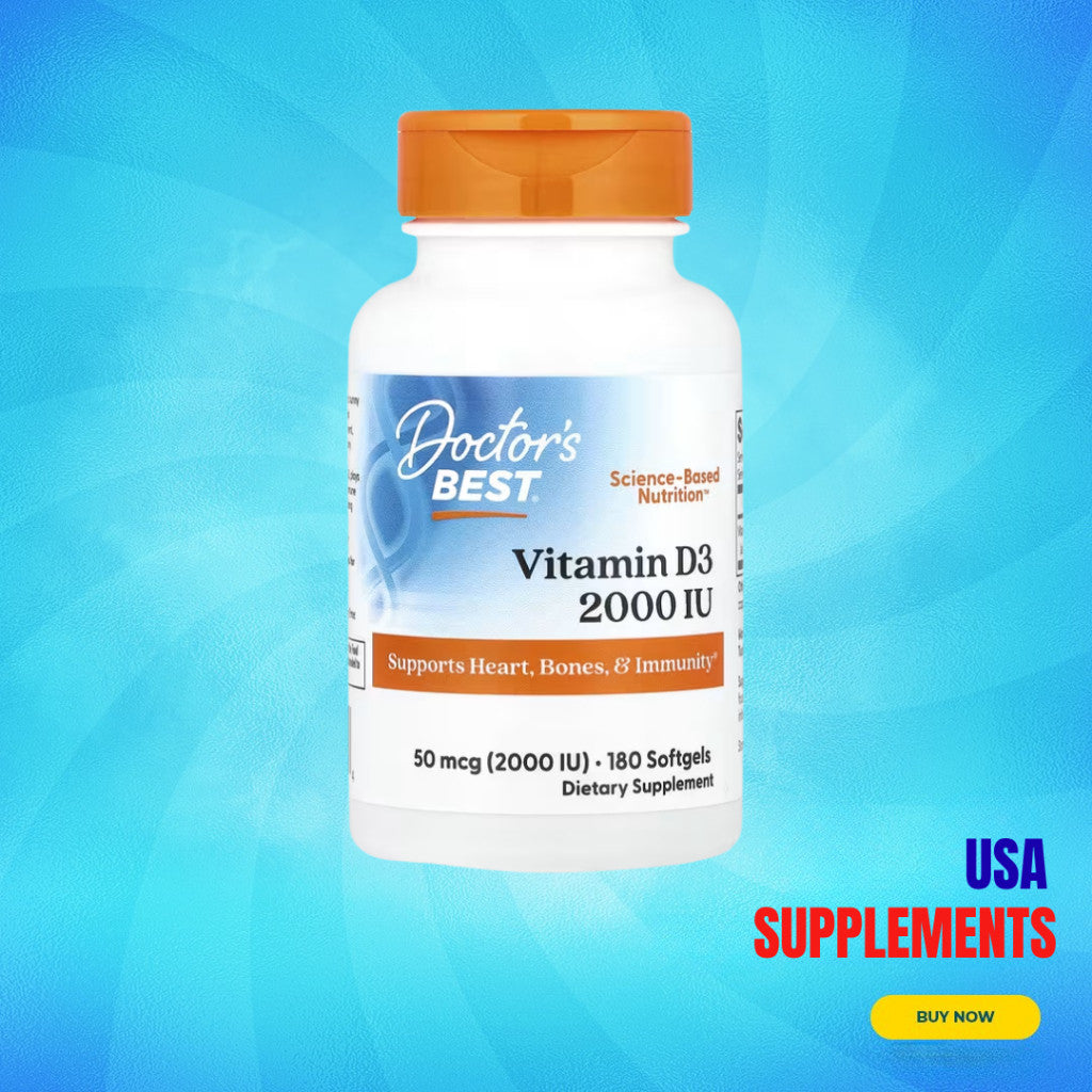 USA Supplements | Doctor's Best, Vitamin D3, 2,000 IU, 180 Softgels ( Bone & Teeth Support )