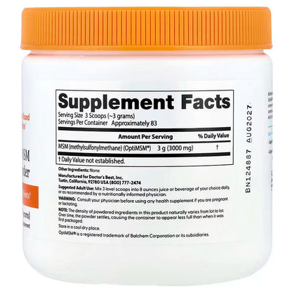 USA Supplements | Doctor's Best, MSM Powder with OptiMSM®, 8.8 oz ( Joint Comfort & Mobility )