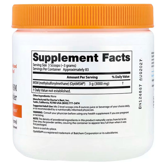 USA Supplements | Doctor's Best, MSM Powder with OptiMSM®, 8.8 oz ( Joint Comfort & Mobility )