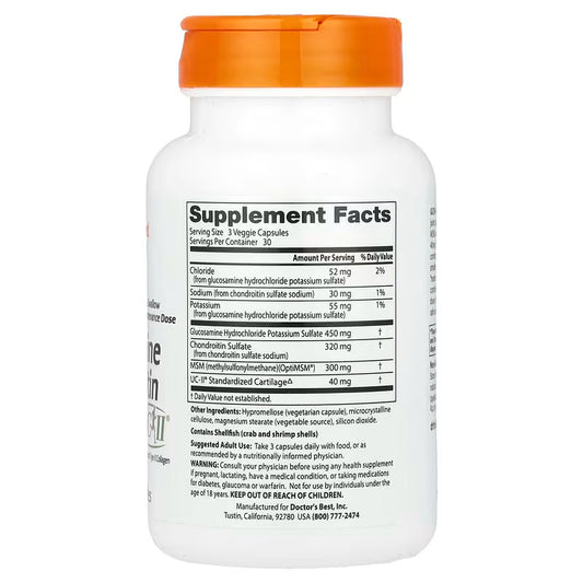 USA Supplements | Doctor's Best, Glucosamine Chondroitin, MSM + UCII ( Improves Joint Comfort )