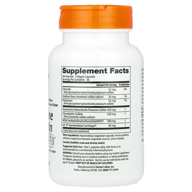 USA Supplements | Doctor's Best, Glucosamine Chondroitin, MSM + UCII ( Improves Joint Comfort )