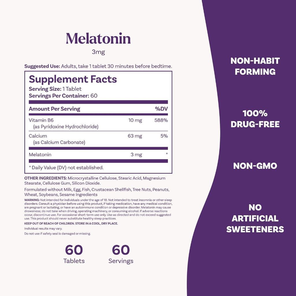 USA Supplements | Natrol, Melatonin, 3 mg, 60 Tablets ( Fall Asleep Faster, Stay Asleep Longer )