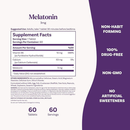 USA Supplements | Natrol, Melatonin, 3 mg, 60 Tablets ( Fall Asleep Faster, Stay Asleep Longer )