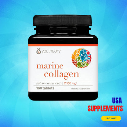 USA Supplements | Youtheory, Marine Collagen, 160 Tablets ( Skin Support & Joint Health )