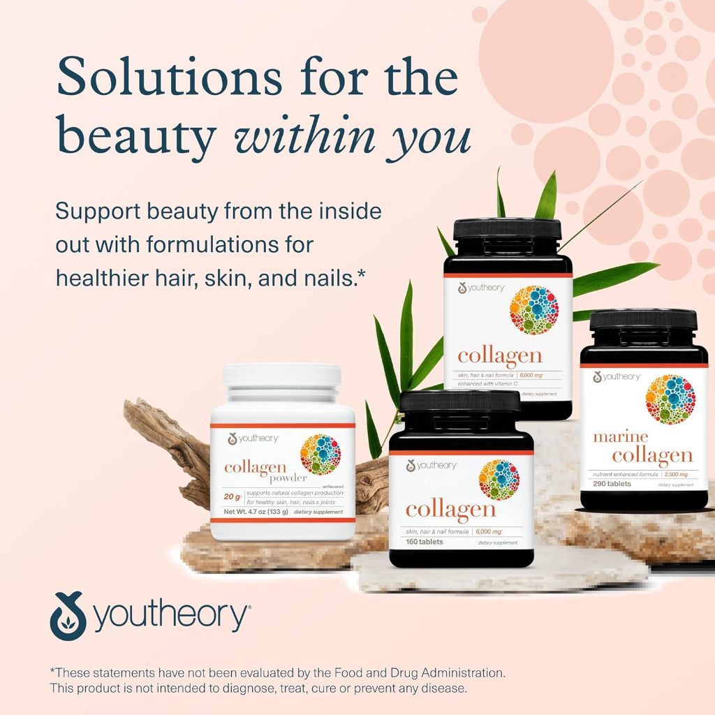 USA Supplements | Youtheory, Collagen, 290 Tablets ( Skin Support, Hair & Nail Health )