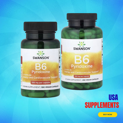 USA Supplements | Swanson, Vitamin B6 Pyridoxine ( Energy Metabolism Support )