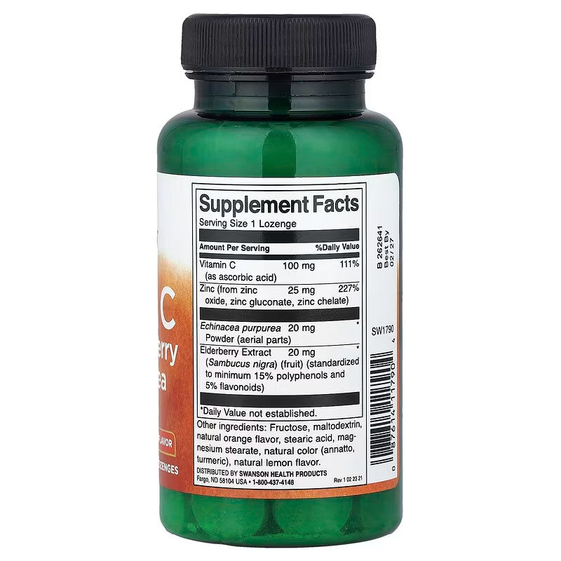 USA Supplements | Swanson, Zinc & C with Elderberry & Echinacea ( Immune Health Support )