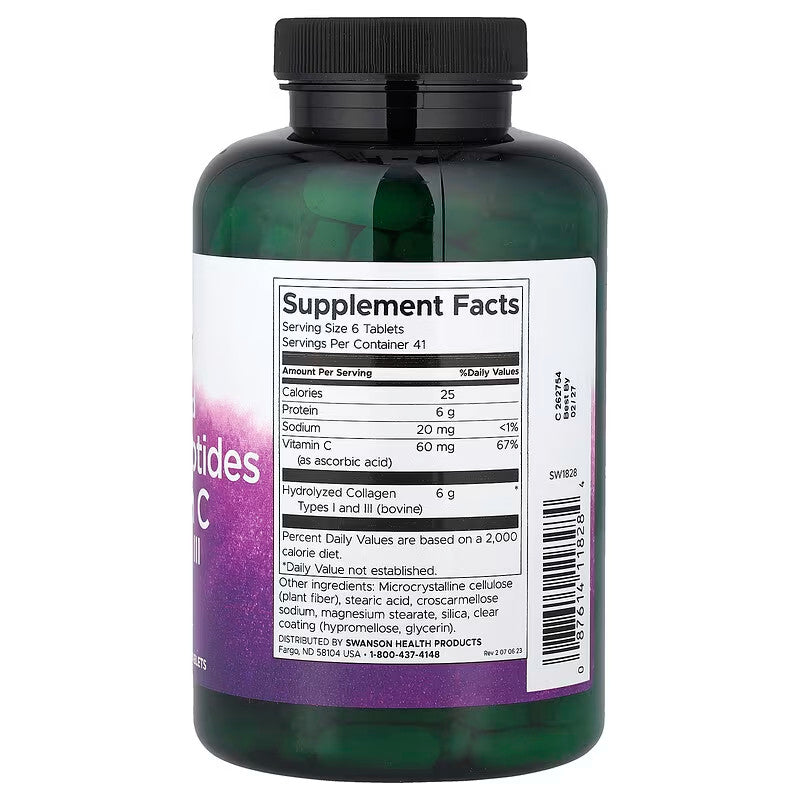USA Supplements | Swanson, Hydrolyzed Collagen Peptides + Vitamin C ( Skin health )