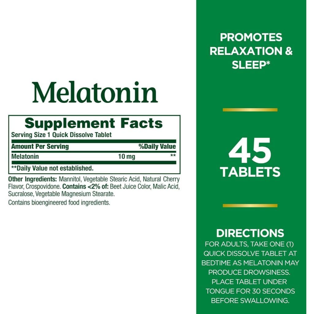 USA Supplements | Nature's Bounty, Melatonin, 10 mg, 45 Quick Dissolve Tablets ( Sleep Support )