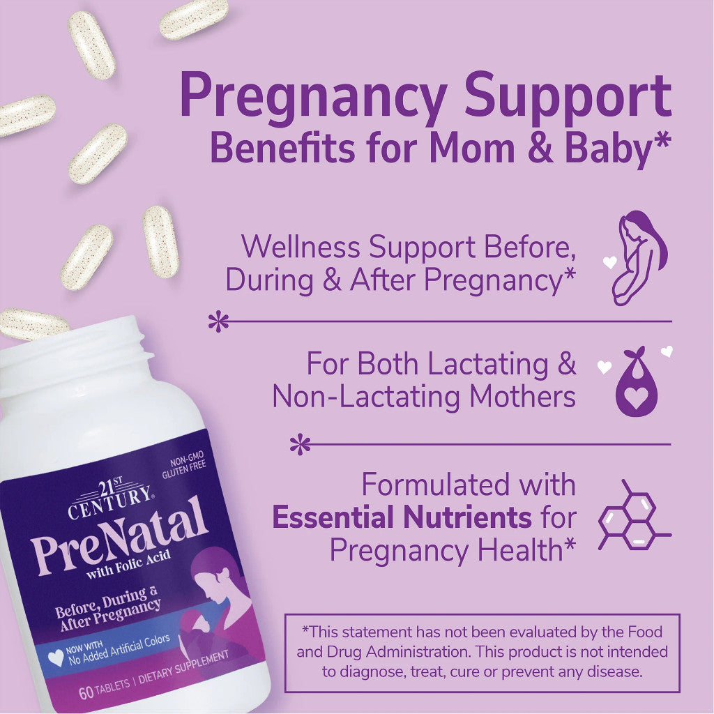 USA Supplements | 21st Century, PreNatal with Folic Acid ( Supports Healthy Fetal Growth )